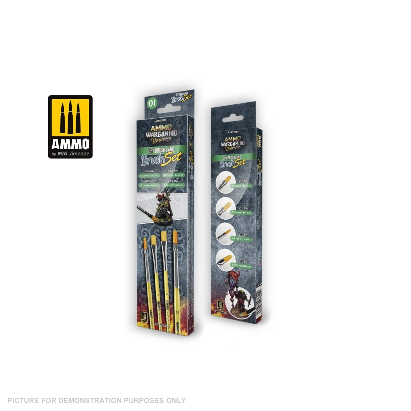 Ammo by MIG - Brushes - Wargaming Universe - Dry Brush Land Brush Set